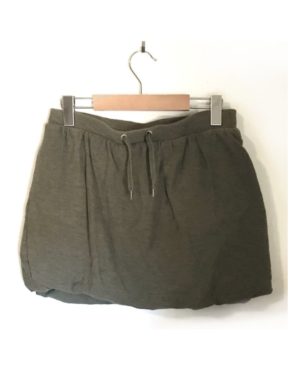 Y2K Streetwear 100% Cotton Army Green Drawstring Jogger Skirt - S